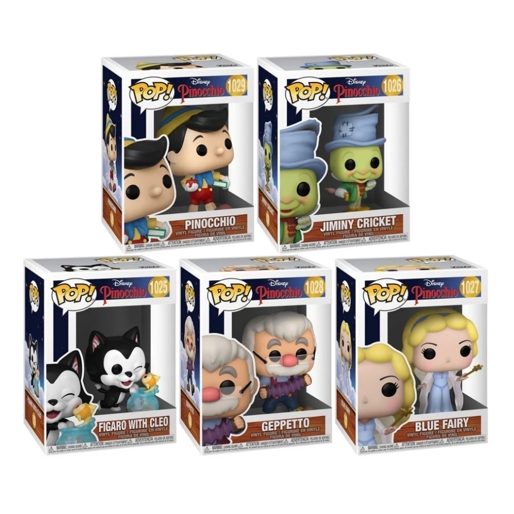 Funko Pop Pinocchio  Blue Fairy, Jiminy Cricket, Geppetto, Figaro & Cleo…